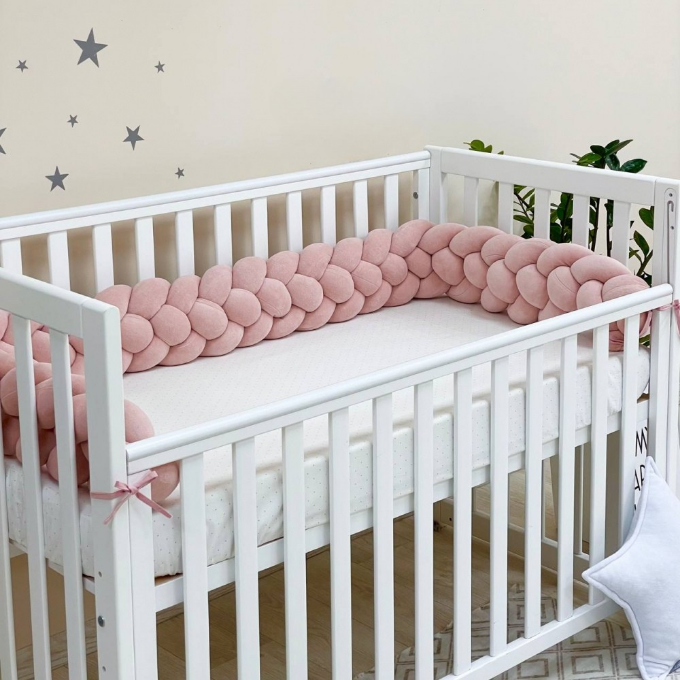 Protectie laterala patut bebe tripla roz